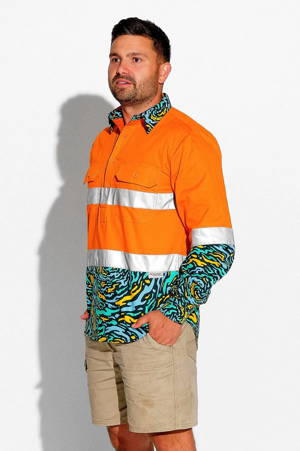 Men's Spun Out Orange Day/Night Hi Vis Workshirt