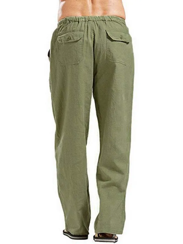 Men's woven all-match linen casual trousers