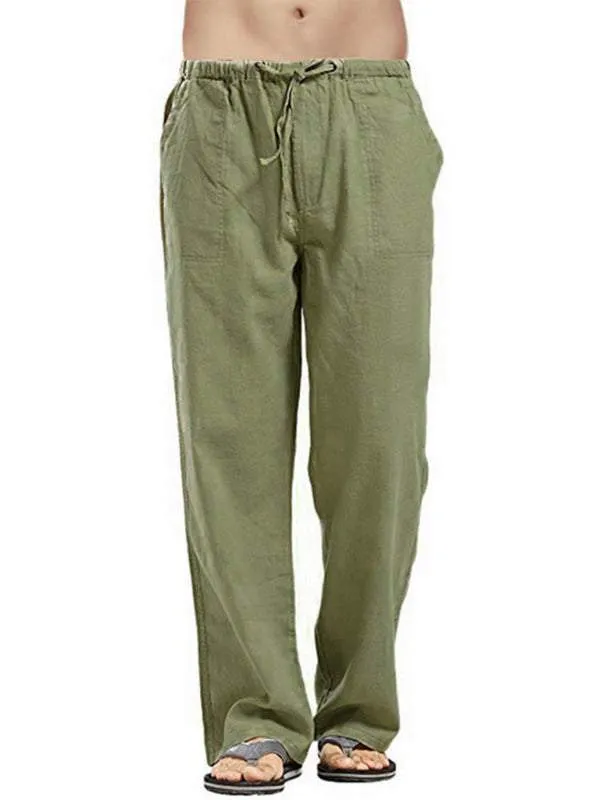 Men's woven all-match linen casual trousers