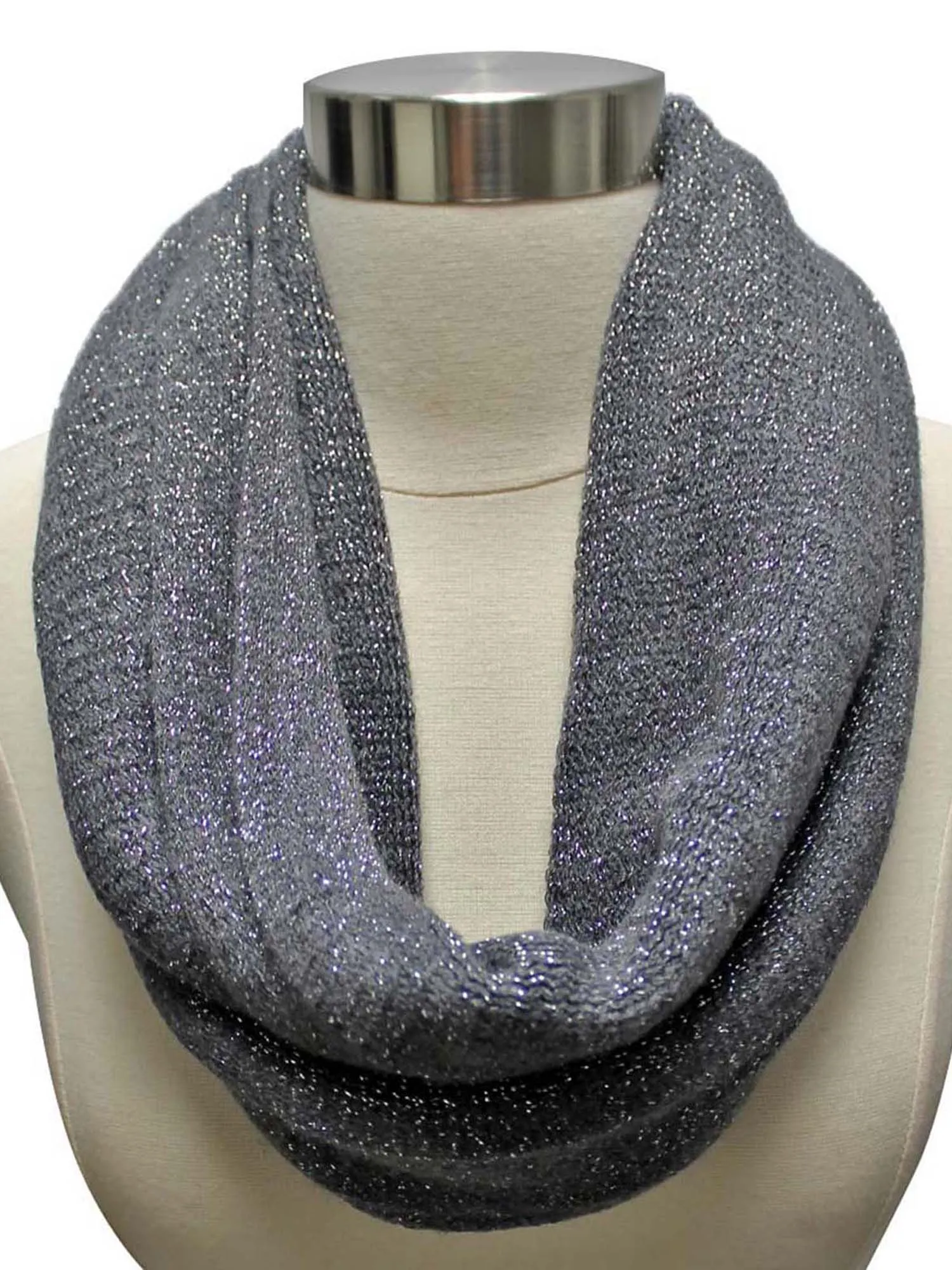 Metallic Winter Knit Circle Infinity Scarf