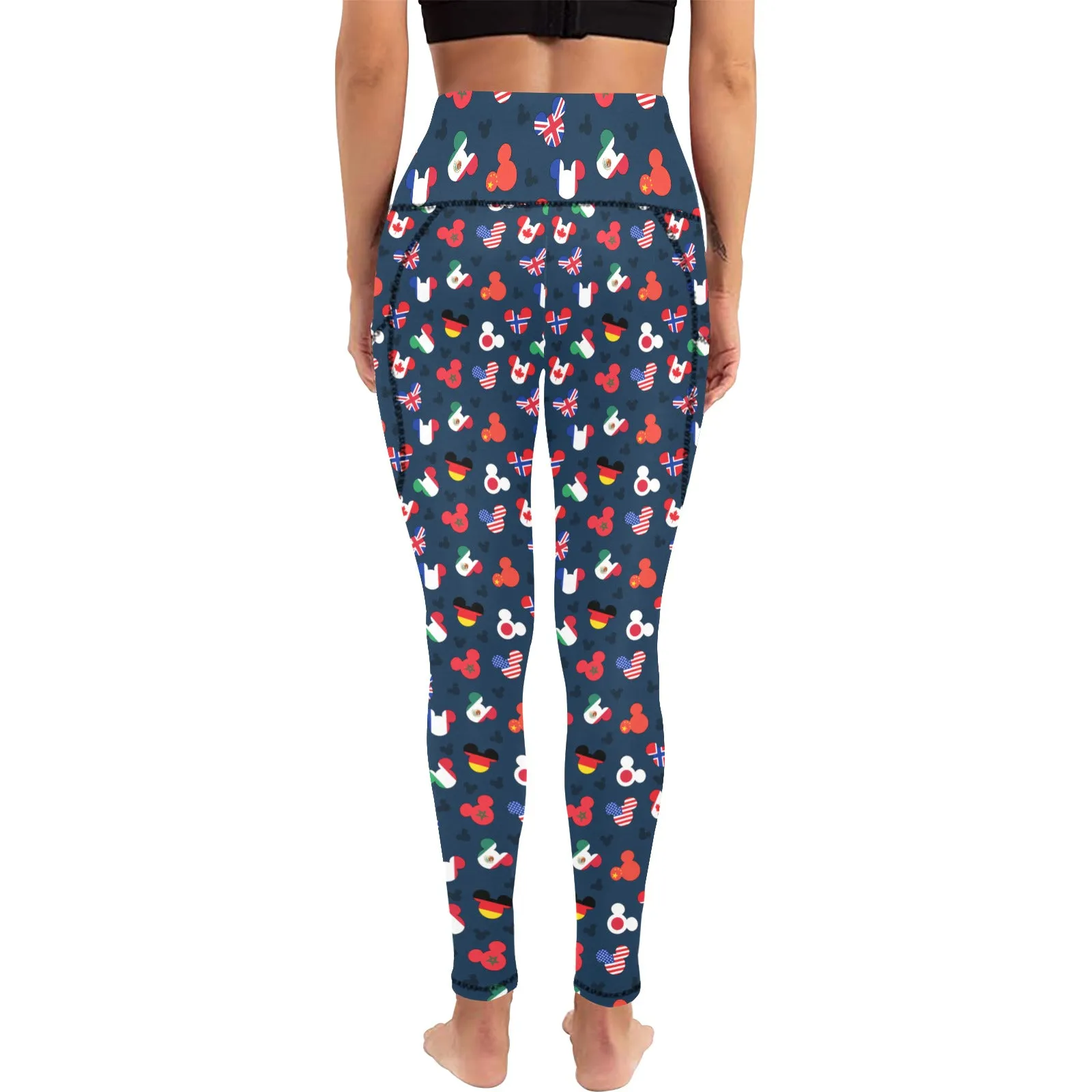 Mickey Flags Women's Athletic Leggings With Pockets