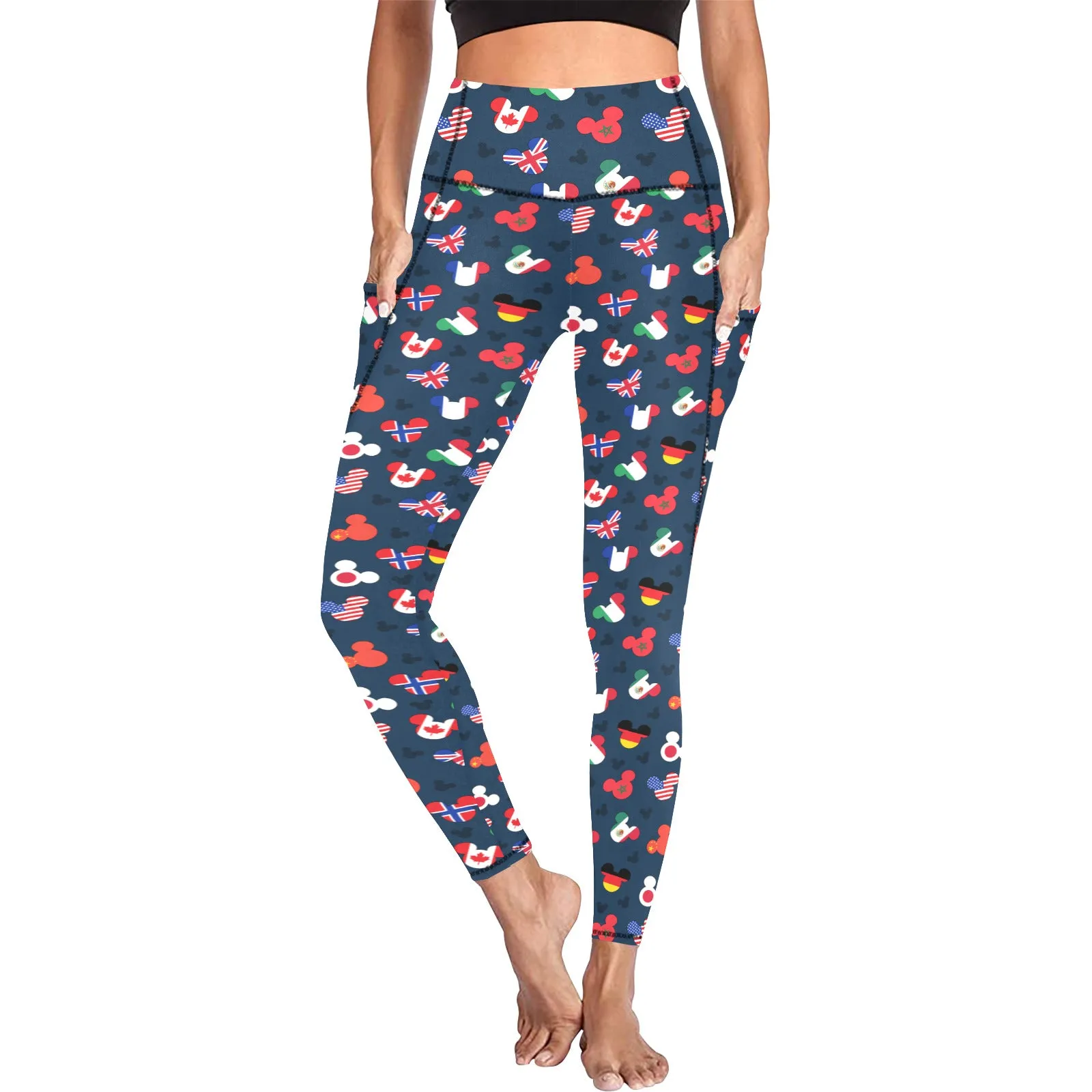 Mickey Flags Women's Athletic Leggings With Pockets