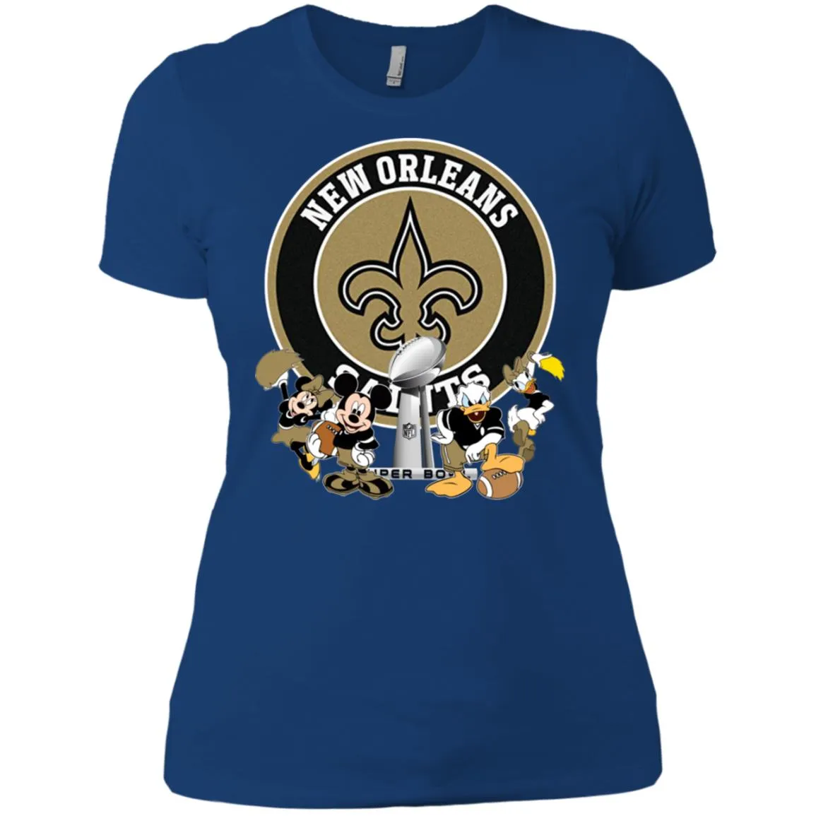 Nfl – New Orleans Saints Super Bowl 2019 Mickey Mouse Minnie Mouse Donald Duck Daisy Duck Football Women Cotton T-Shirt