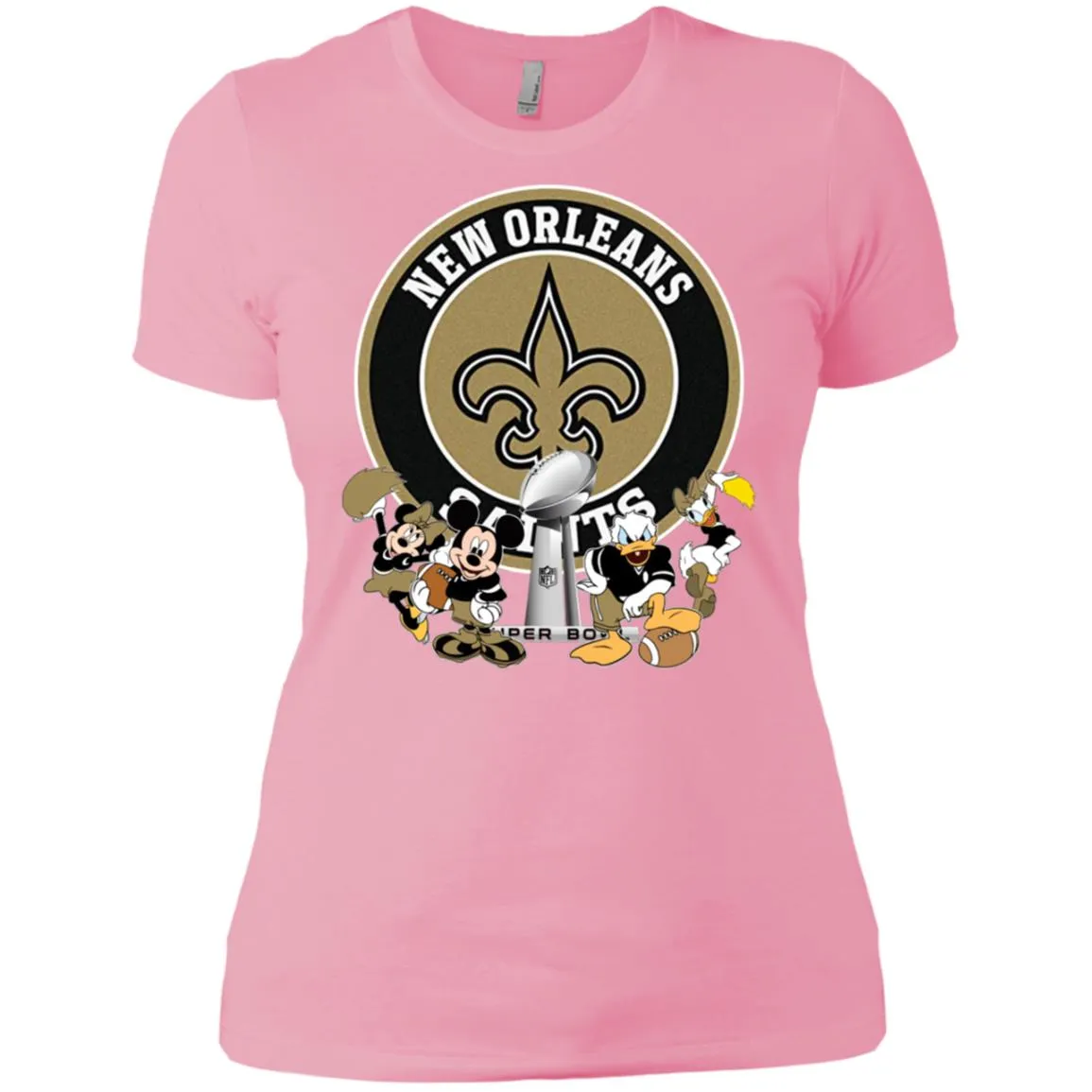 Nfl – New Orleans Saints Super Bowl 2019 Mickey Mouse Minnie Mouse Donald Duck Daisy Duck Football Women Cotton T-Shirt