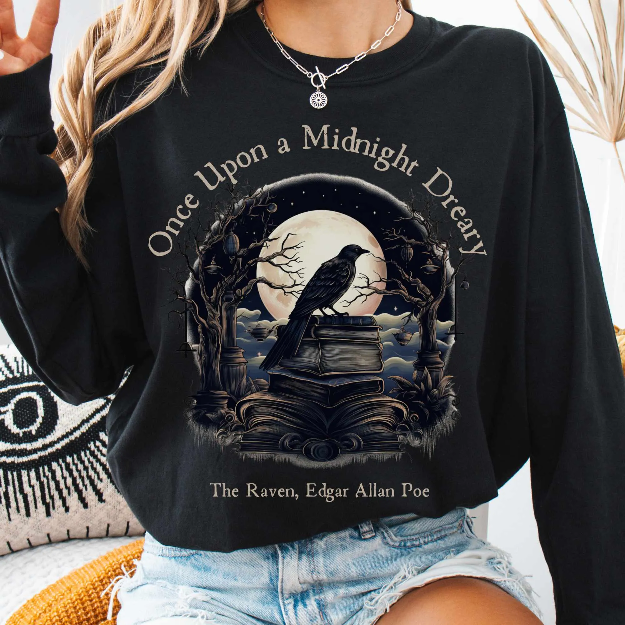 Once Upon a Midnight Dreary Edgar Allan Poe Long Sleeved Shirt