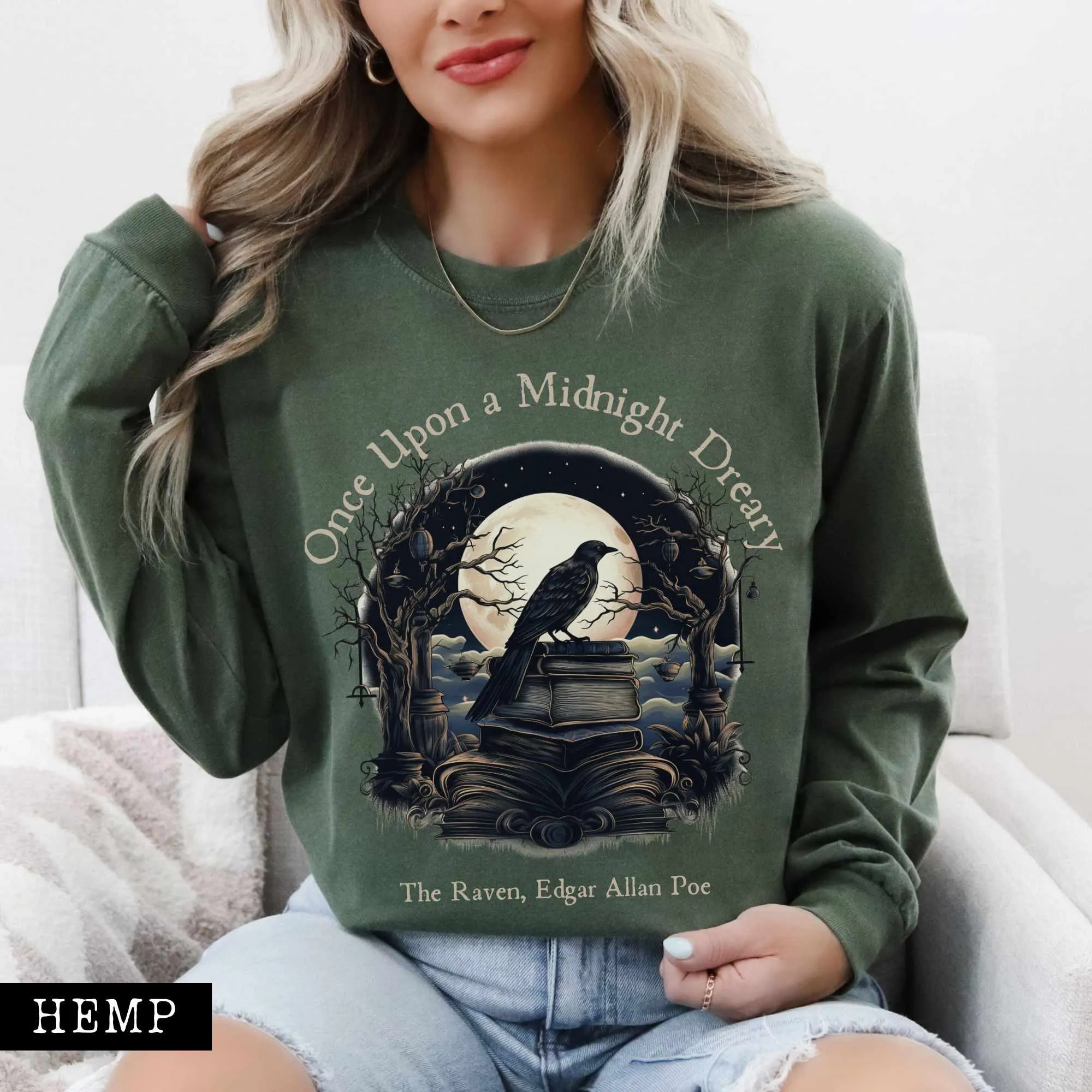 Once Upon a Midnight Dreary Edgar Allan Poe Long Sleeved Shirt