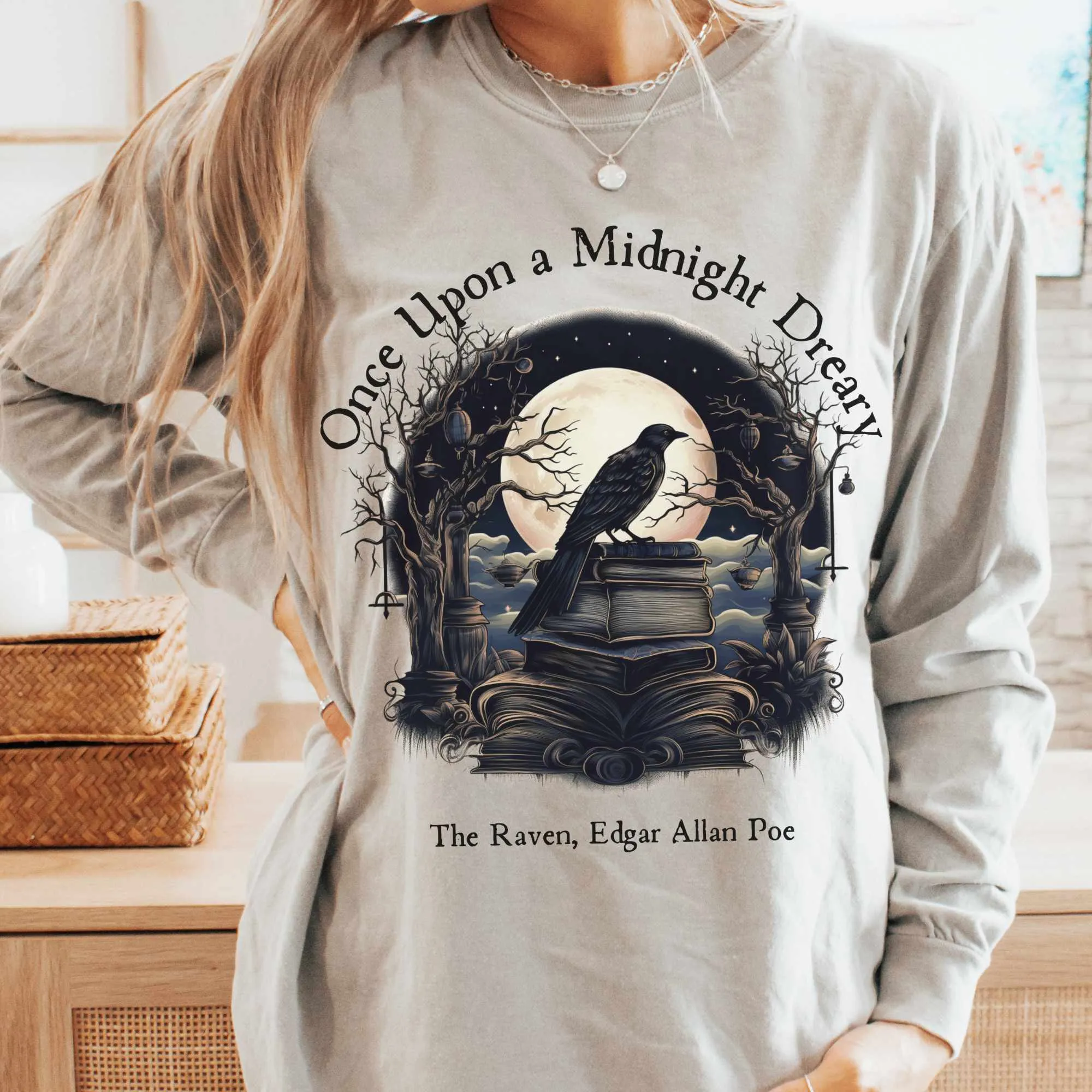 Once Upon a Midnight Dreary Edgar Allan Poe Long Sleeved Shirt