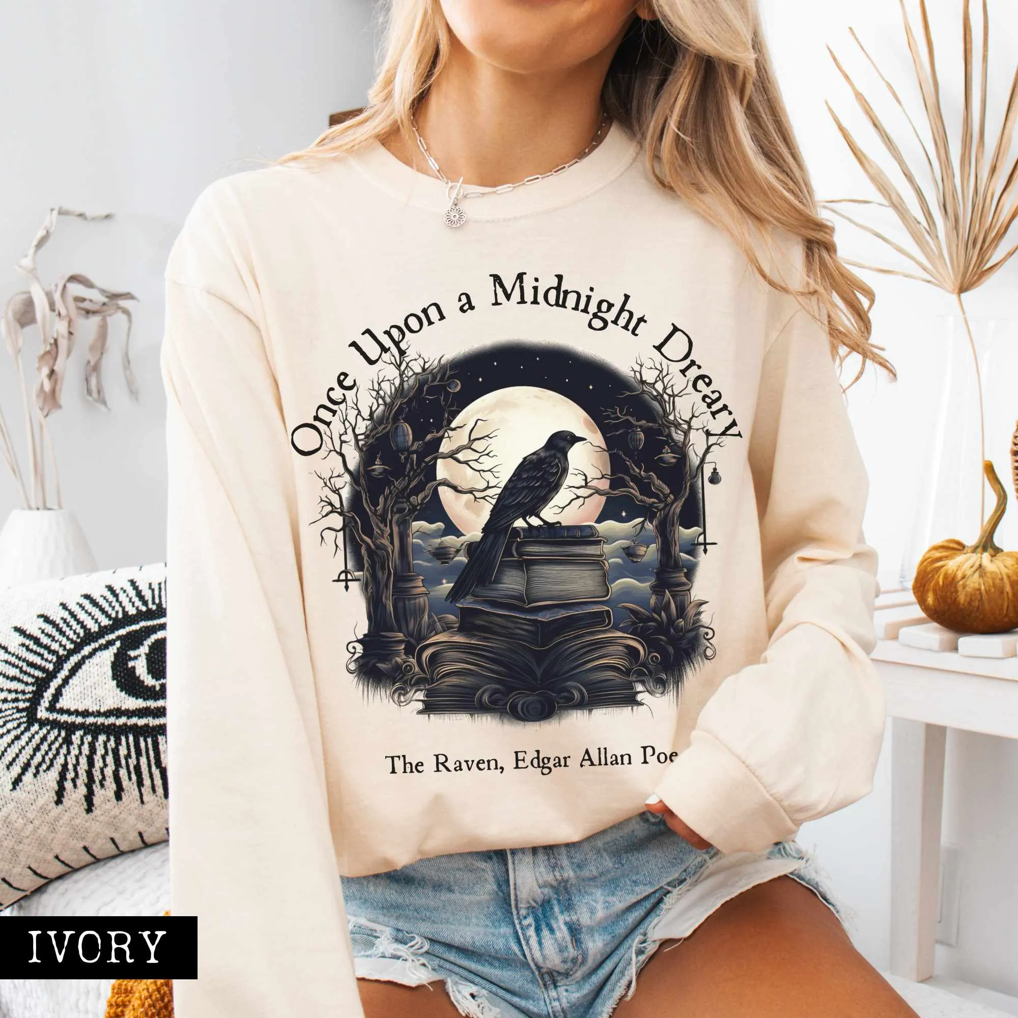 Once Upon a Midnight Dreary Edgar Allan Poe Long Sleeved Shirt