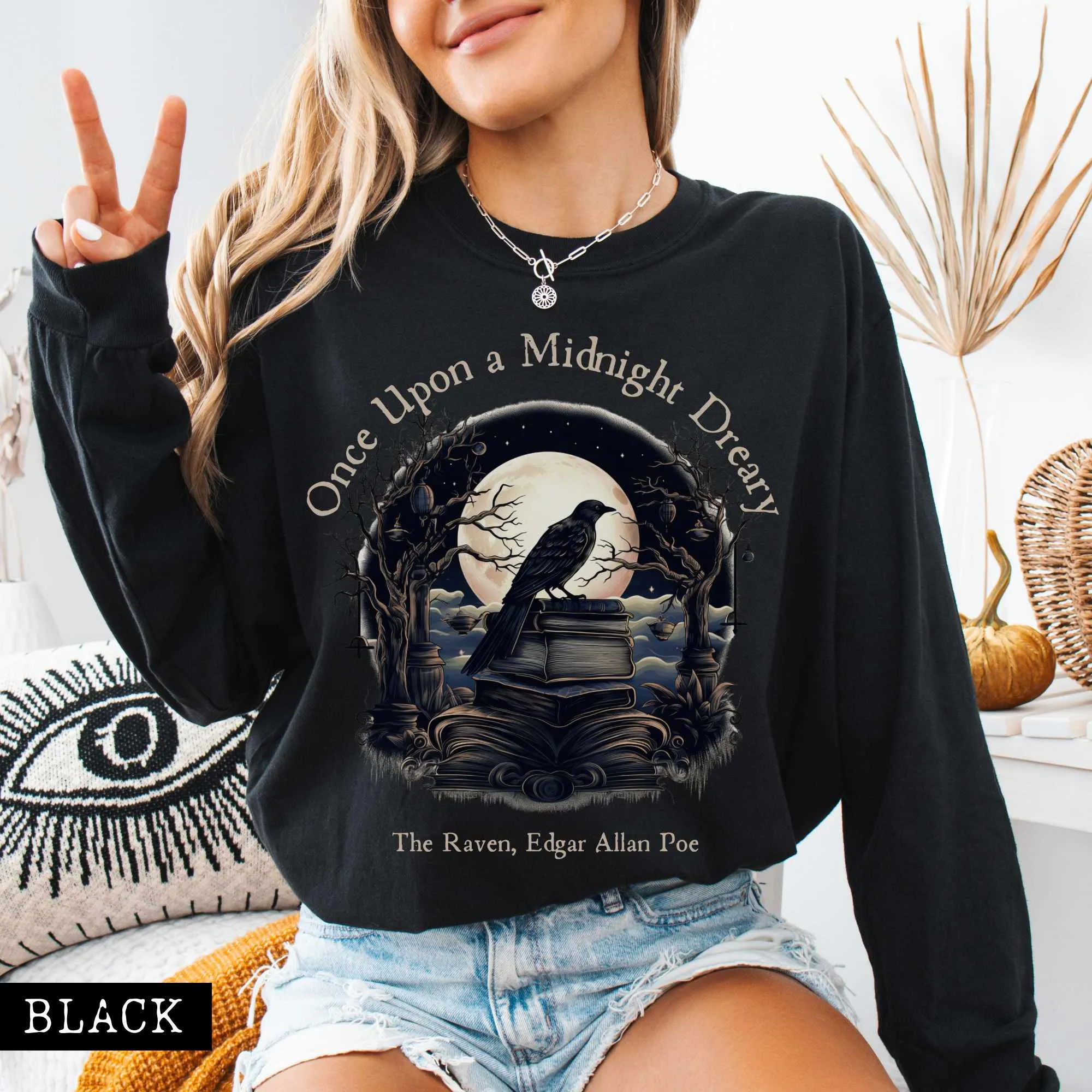 Once Upon a Midnight Dreary Edgar Allan Poe Long Sleeved Shirt