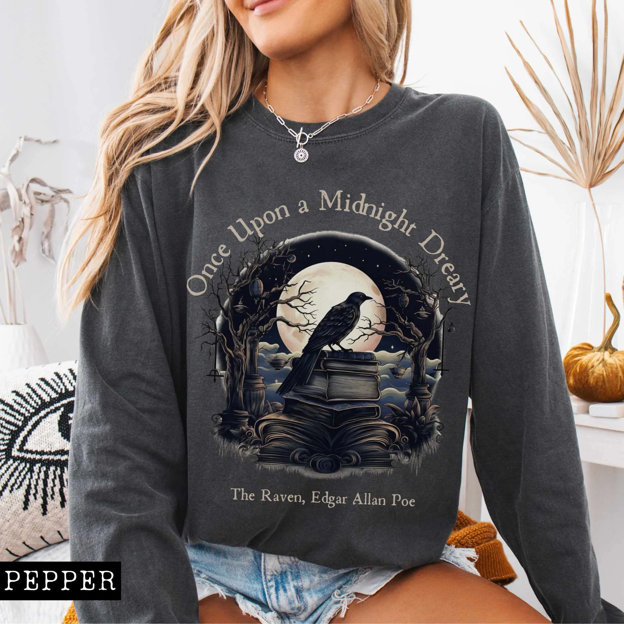 Once Upon a Midnight Dreary Edgar Allan Poe Long Sleeved Shirt