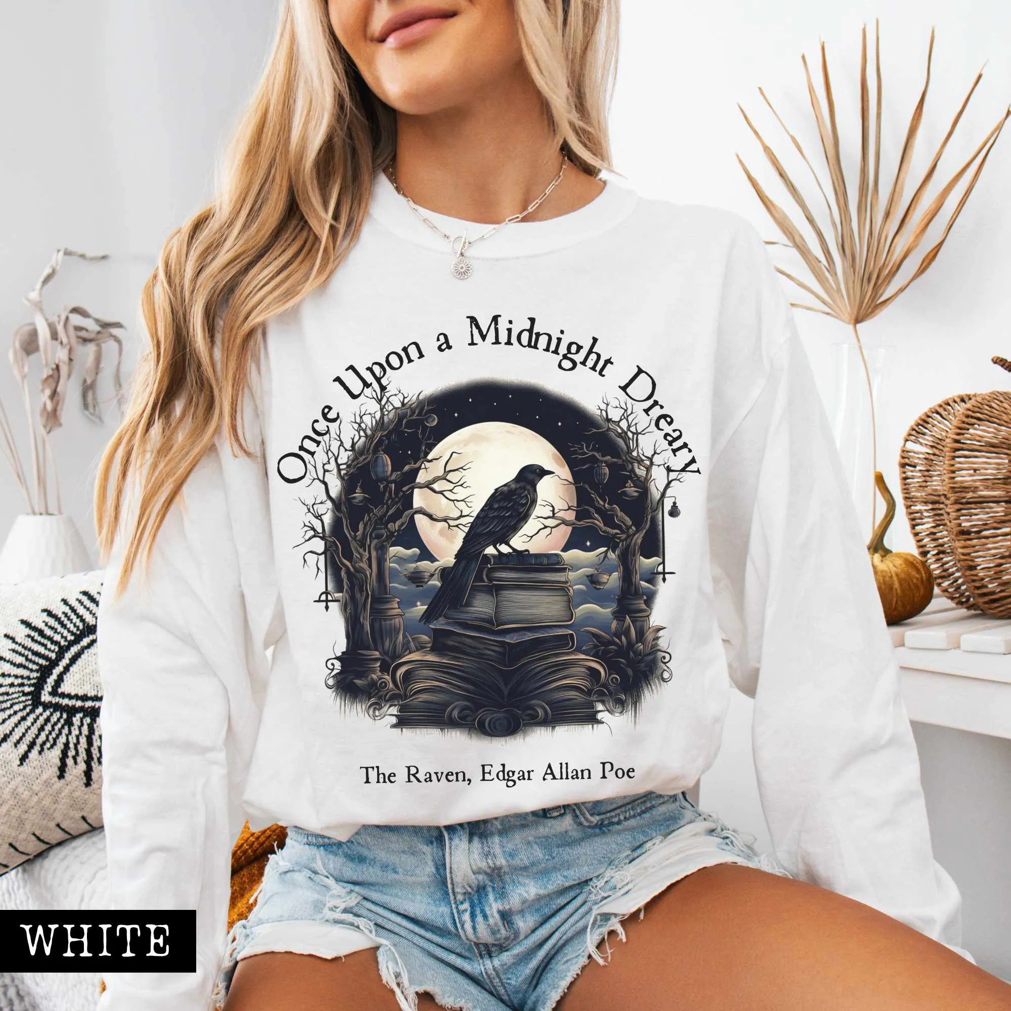 Once Upon a Midnight Dreary Edgar Allan Poe Long Sleeved Shirt