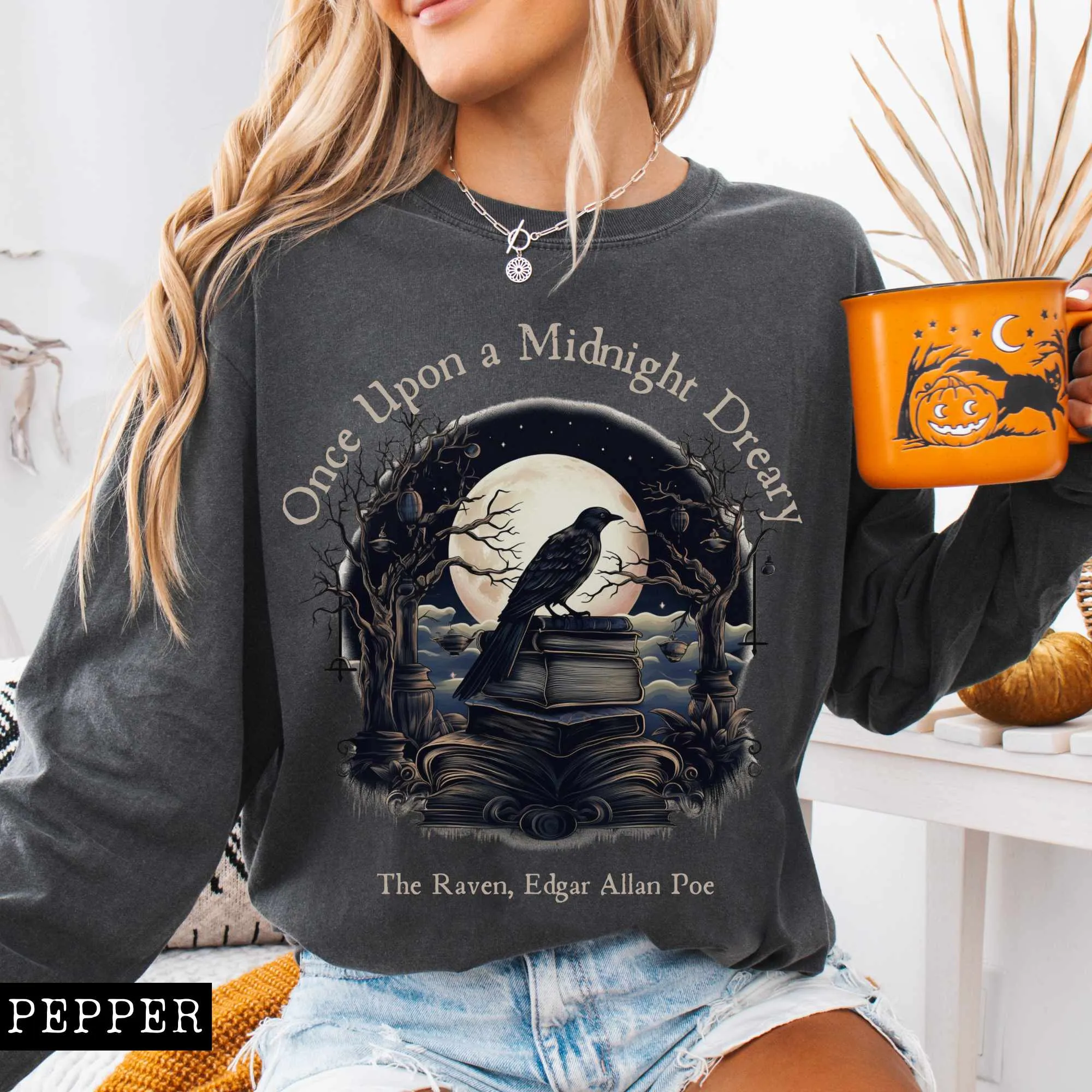 Once Upon a Midnight Dreary Edgar Allan Poe Long Sleeved Shirt