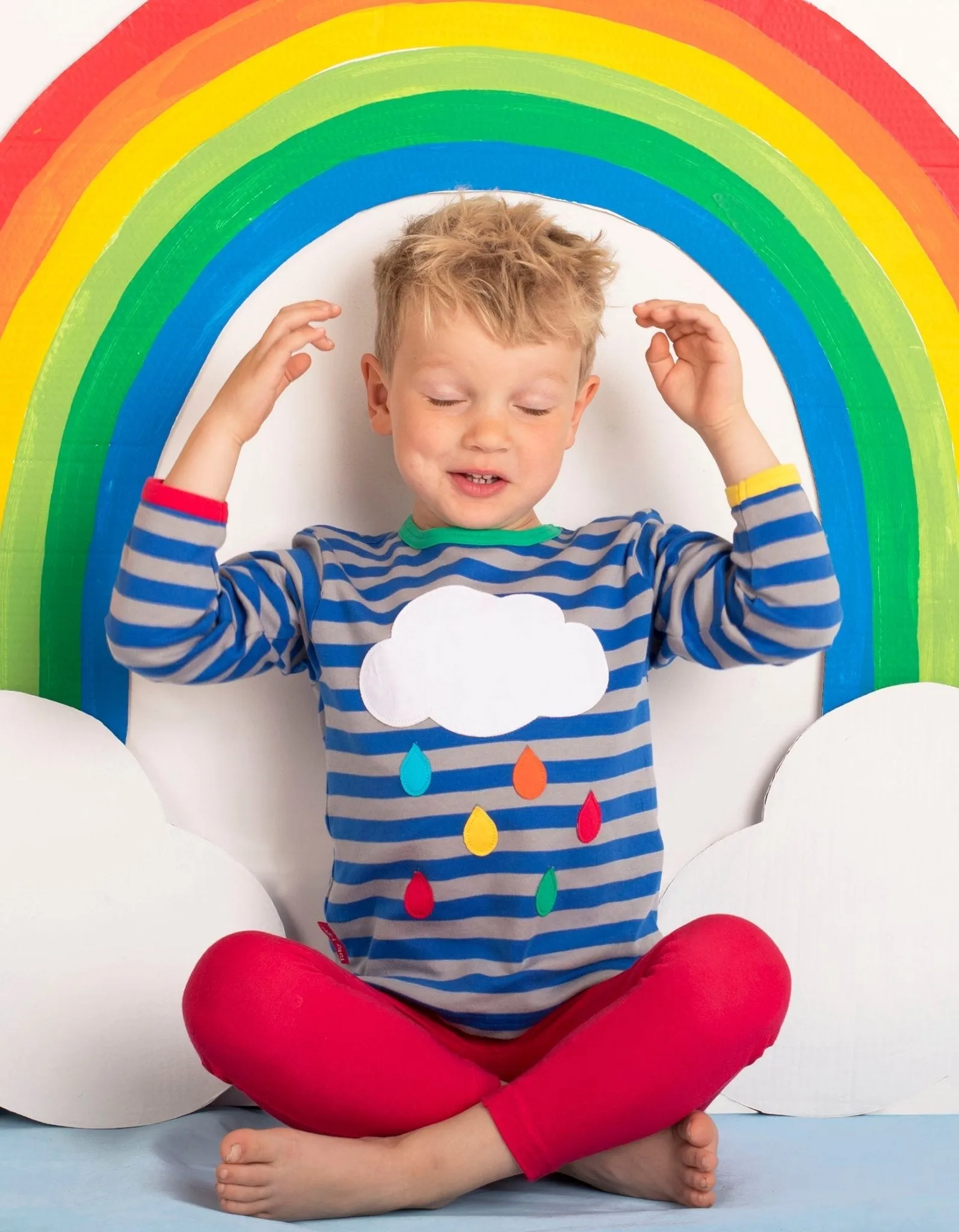 Organic Rainbow Raindrop Cloud Applique T-Shirt