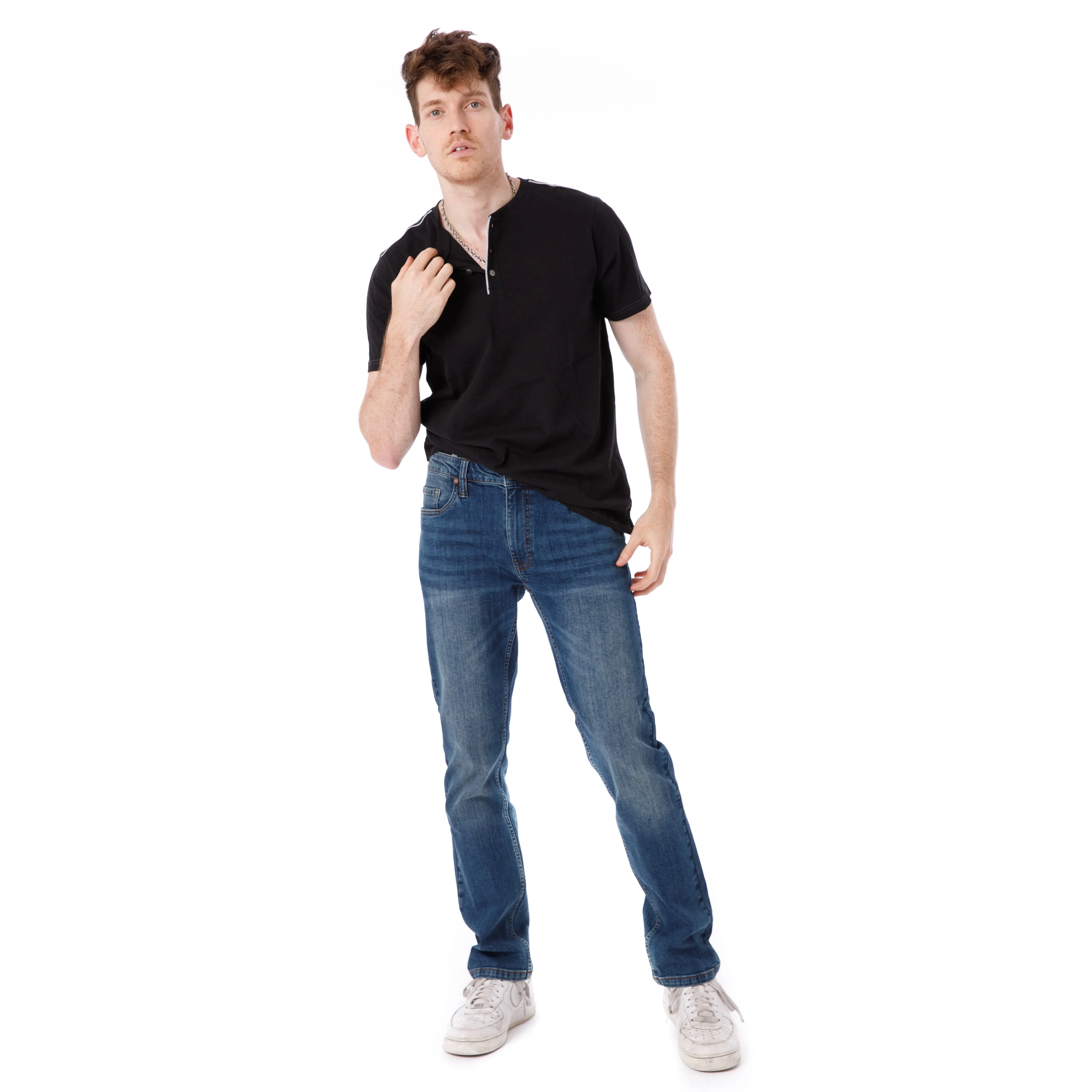 Organic Short Sleeve Henley T-Shirt / Black