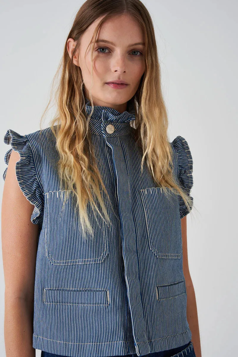 Pablo Vest in Denim Stripe