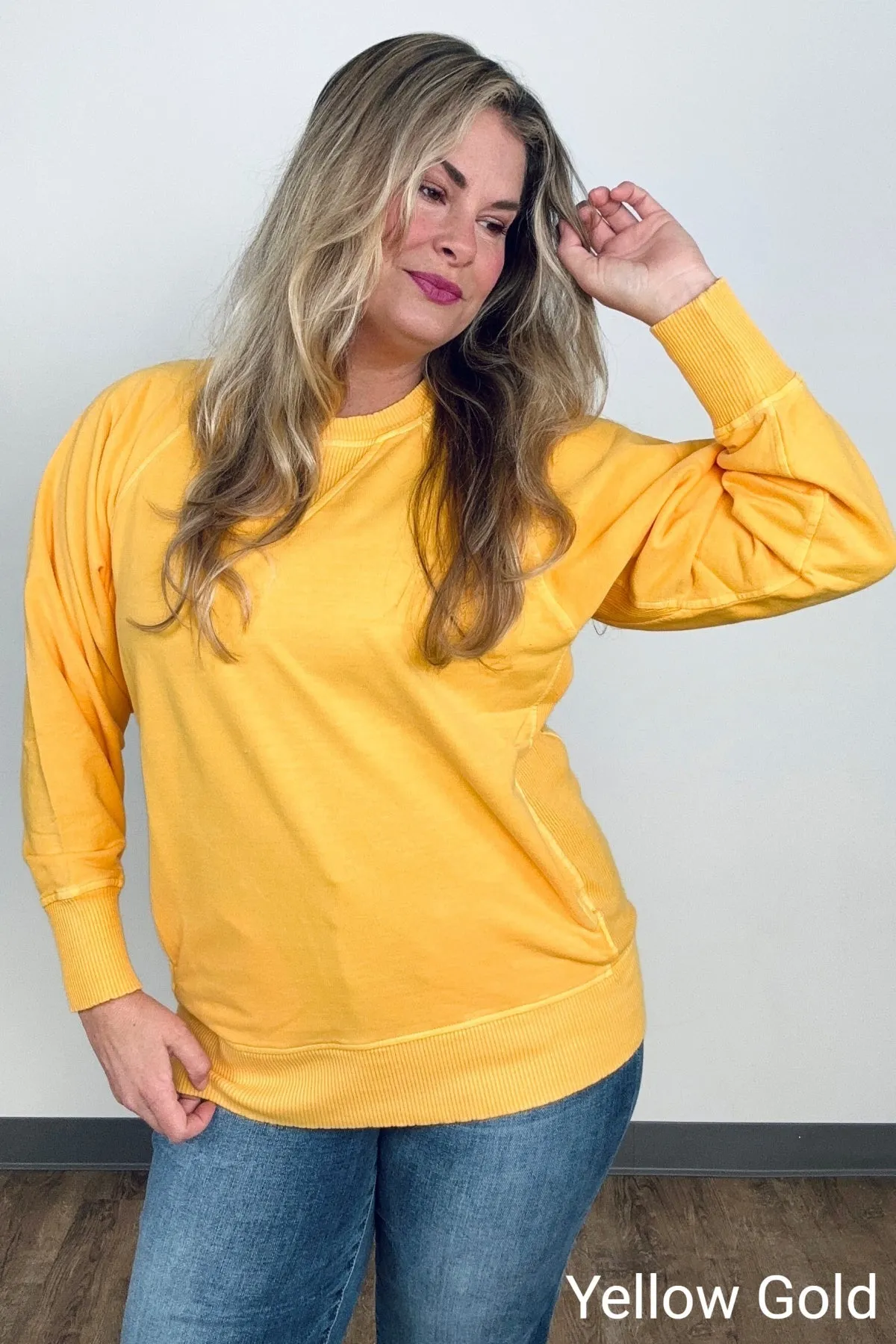 Pigment Dyed French Terry Pullover With Pockets - More Colors Available!