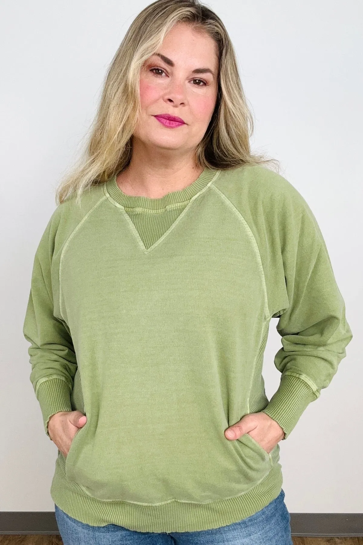 Pigment Dyed French Terry Pullover With Pockets - More Colors Available!