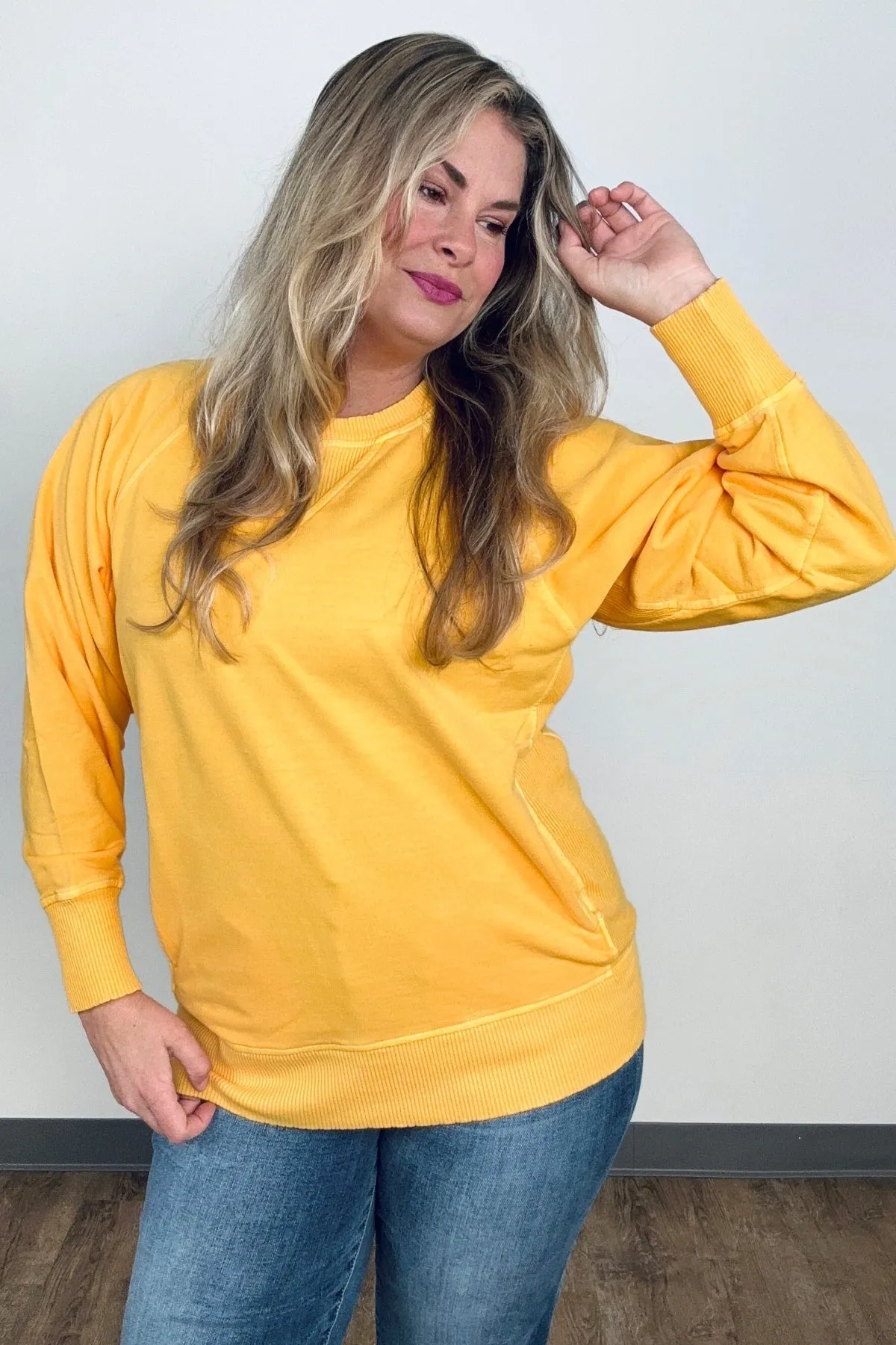 Pigment Dyed French Terry Pullover With Pockets - More Colors Available!