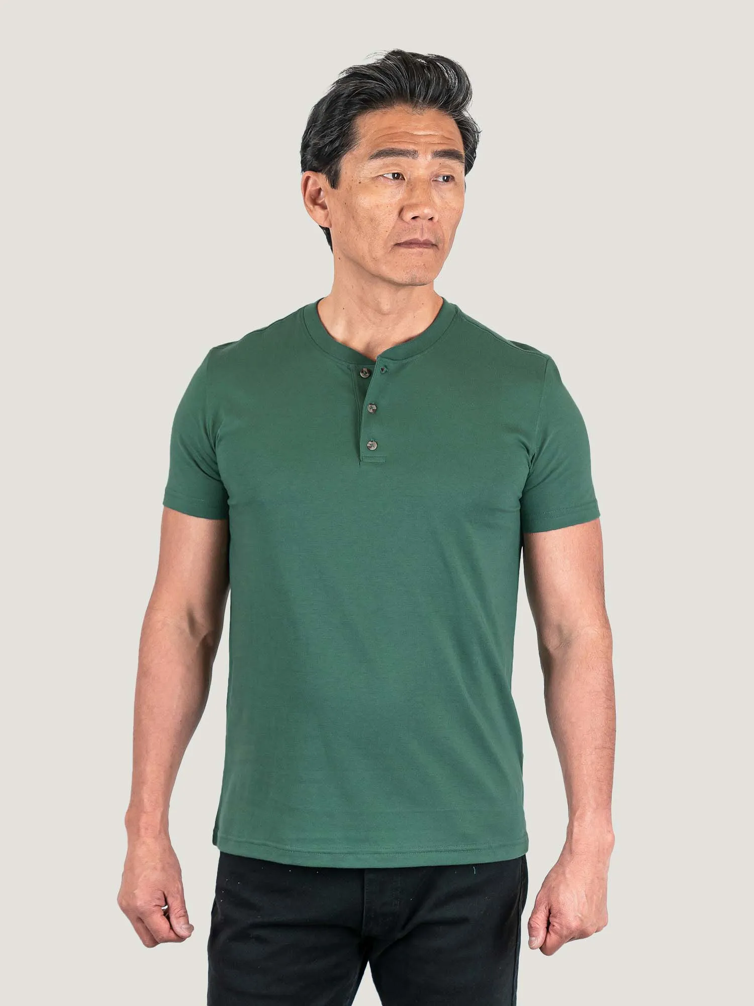 Pine Green Short Sleeve Henley