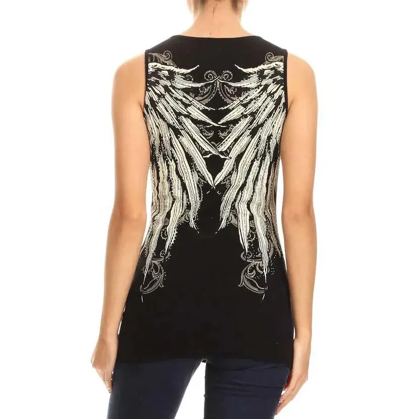 Platinum Plush Women's Angel Wing Lace-Up Tank Top