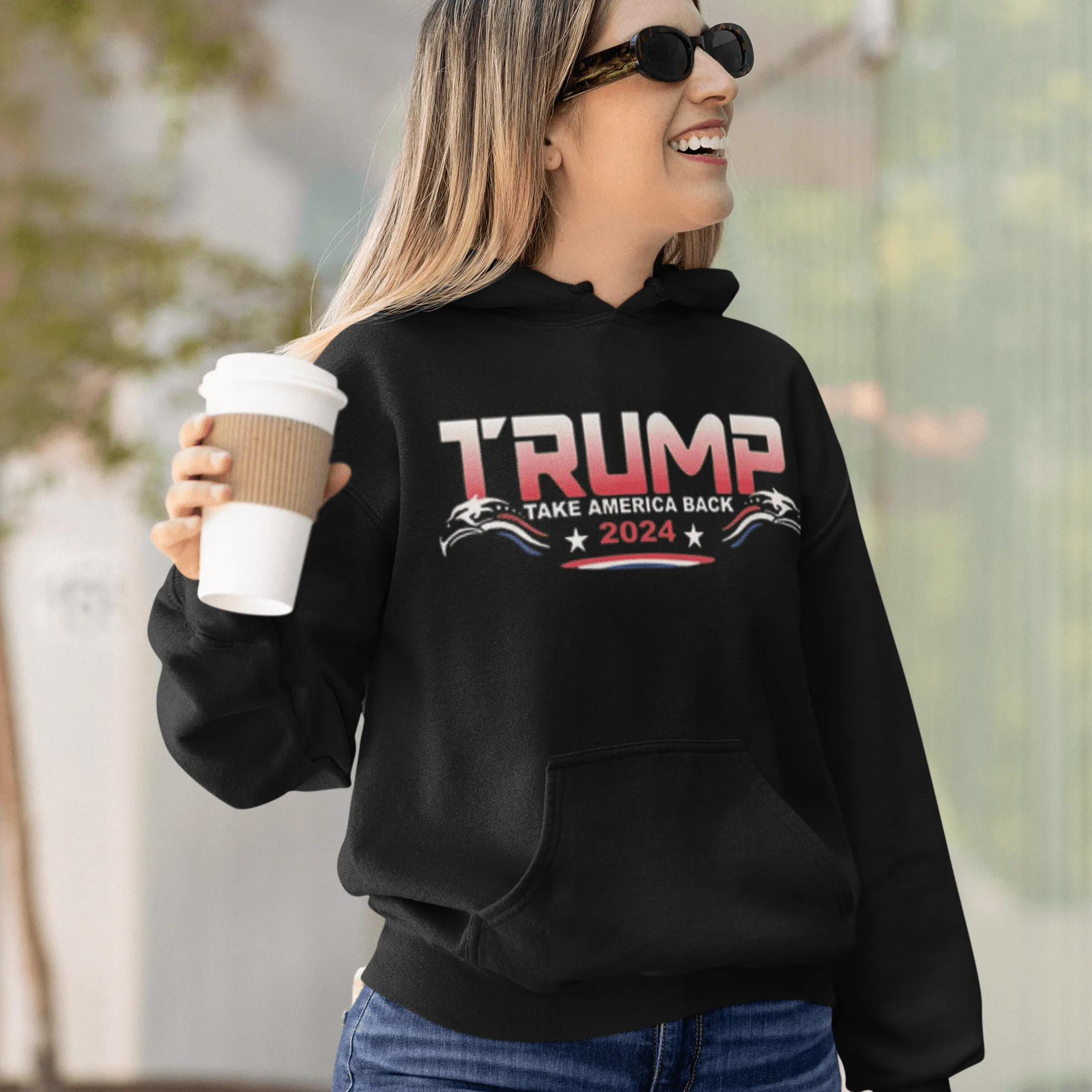 Political Hoodie Trump 2024 Take America Back Again Blended Cotton Ultra Soft Pullover