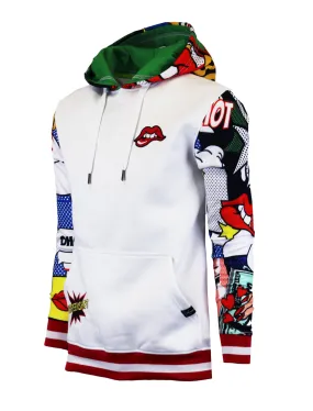 POP ART CARTOON FLEECE HOODIE-H11062 (WHITE)