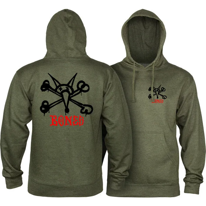 Powell Peralta Rat Bones Hooded Sweatshirt Mid Weight Army Heather