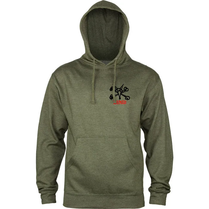 Powell Peralta Rat Bones Hooded Sweatshirt Mid Weight Army Heather