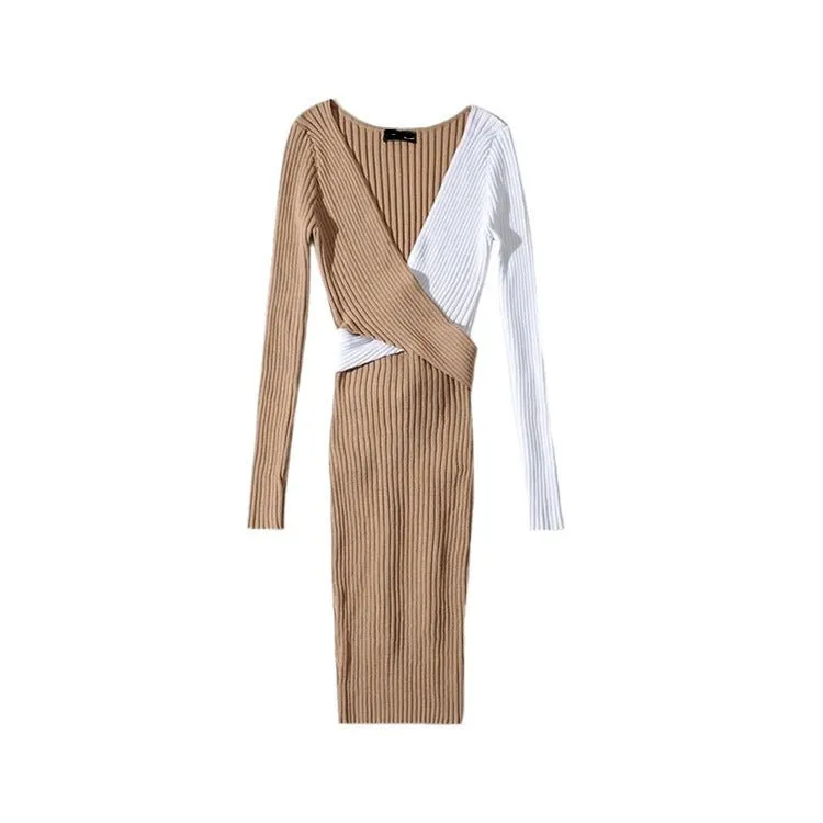 Pre Order:  Contrast Tie Waist Knitted Dress