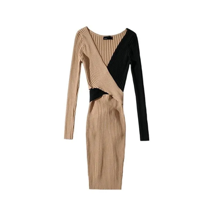 Pre Order:  Contrast Tie Waist Knitted Dress