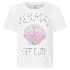 "Mermaid Off Duty" White Girls T-shirt