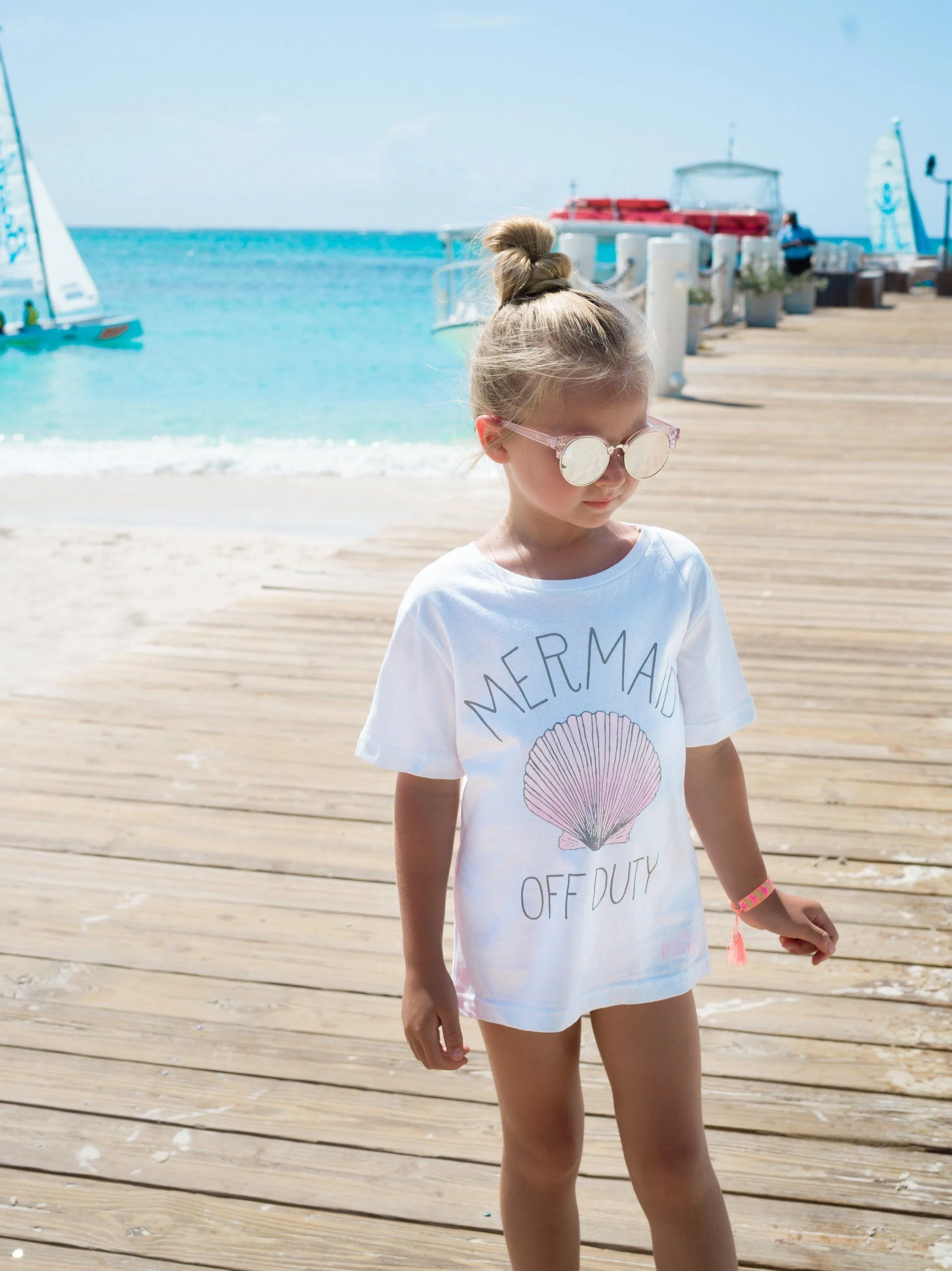 "Mermaid Off Duty" White Girls T-shirt