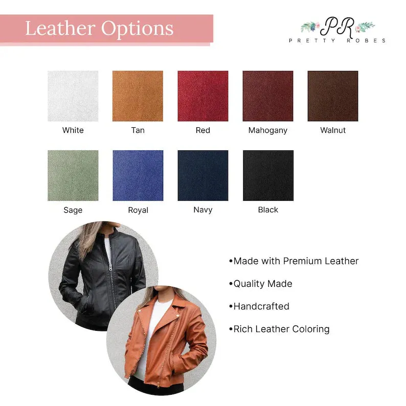 (Real Leather) Personalized Bridal Leather Jacket