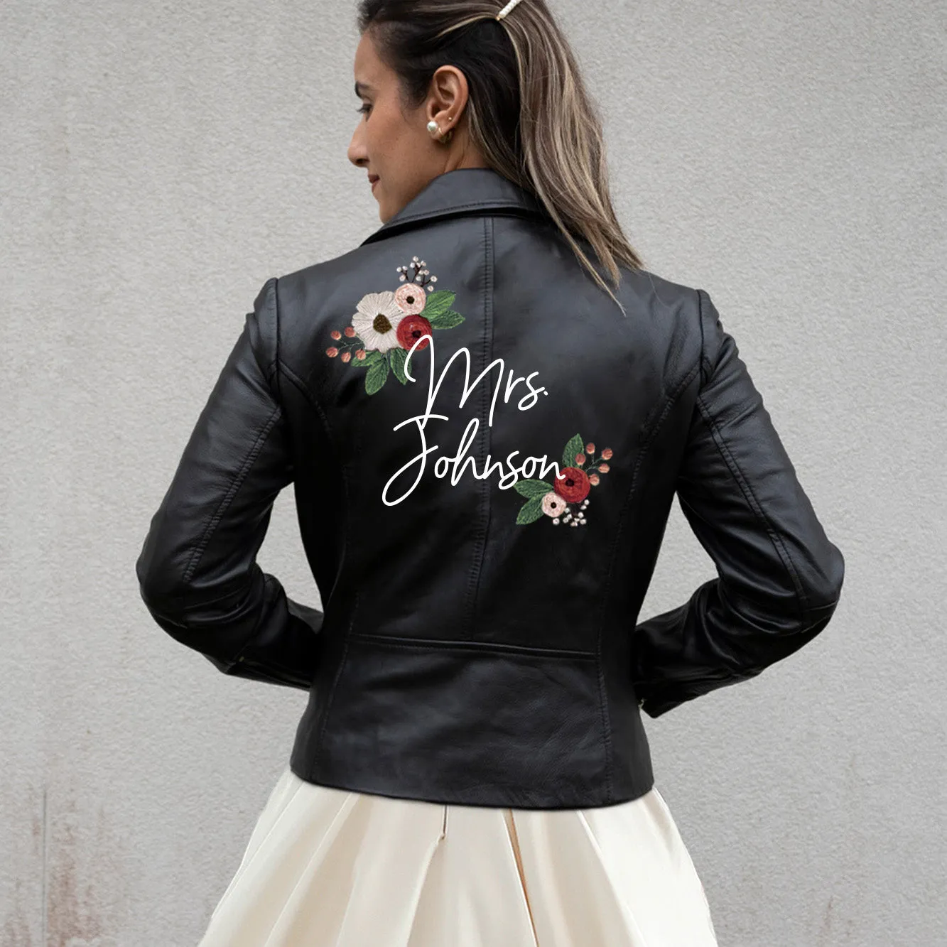 (Real Leather) Personalized Bridal Leather Jacket