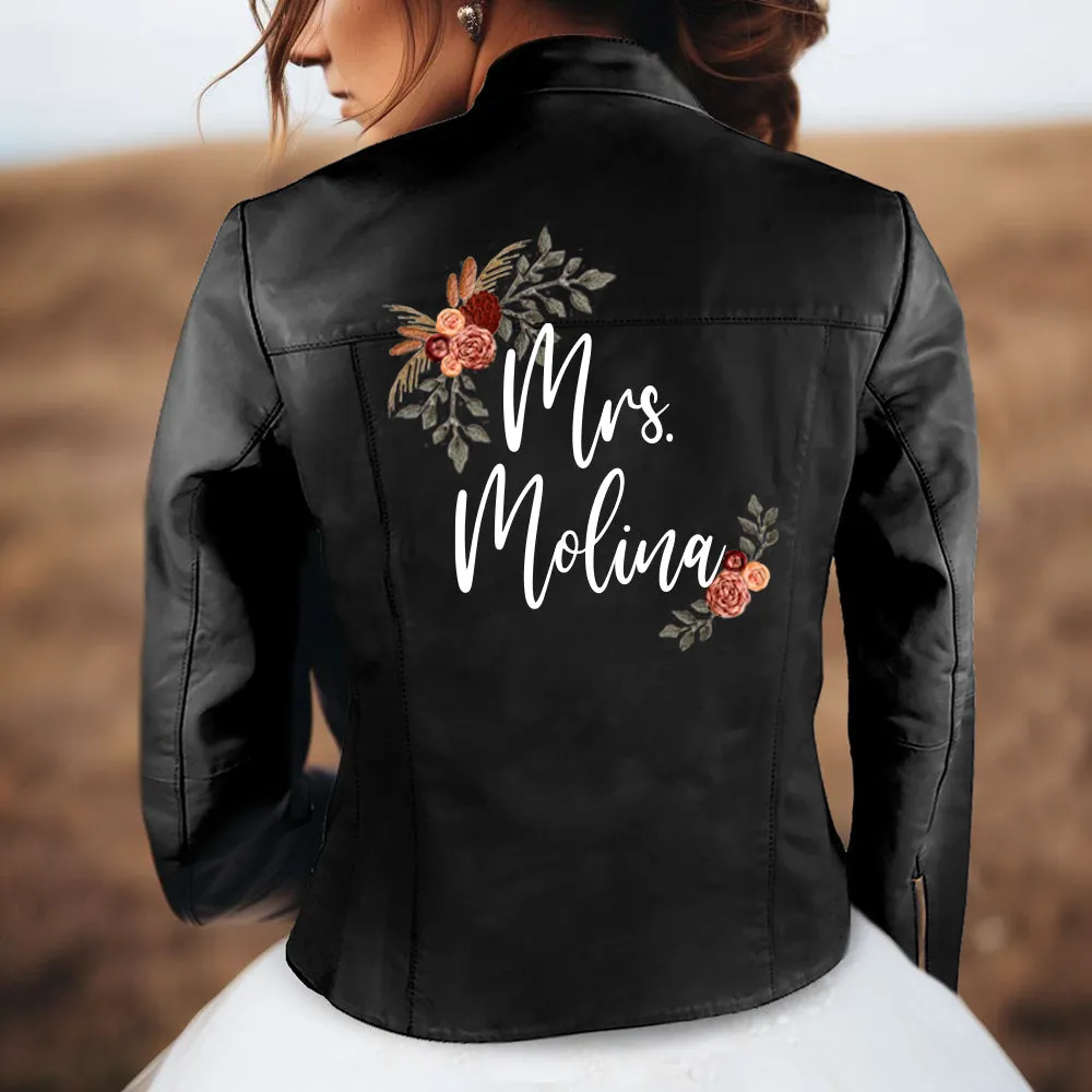 (Real Leather) Personalized Bridal Leather Jacket