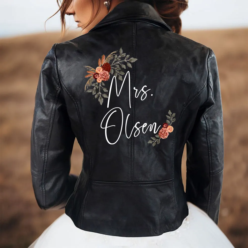 (Real Leather) Personalized Bridal Leather Jacket