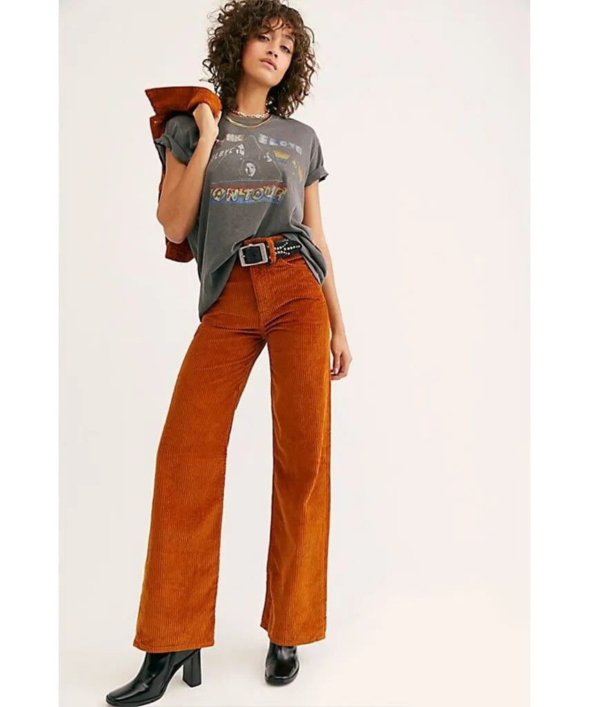 Ribcage Cord Wide-Leg Pants Caramel