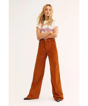 Ribcage Cord Wide-Leg Pants Caramel