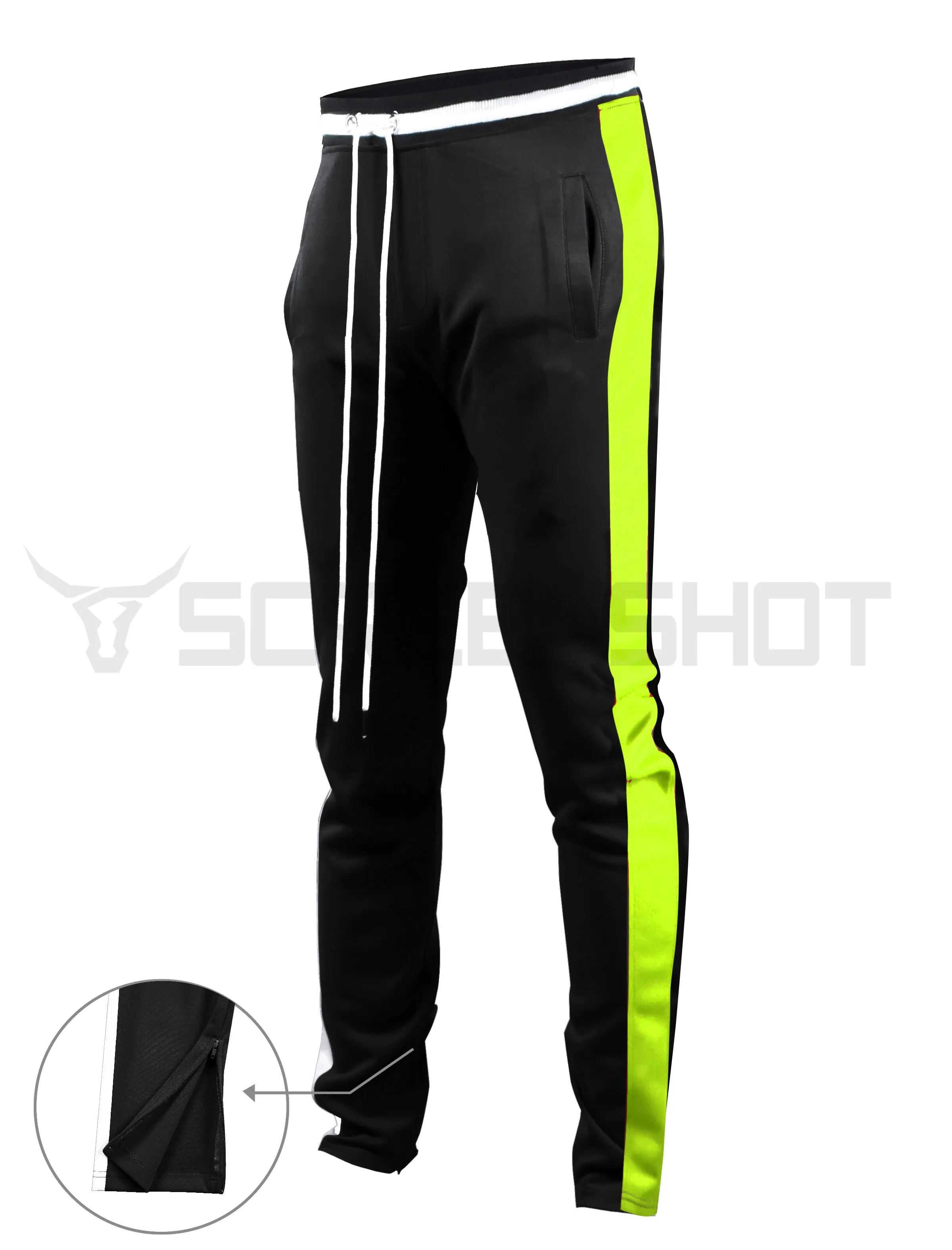 S41700-Slim Track Pants (BLACK/NEON)