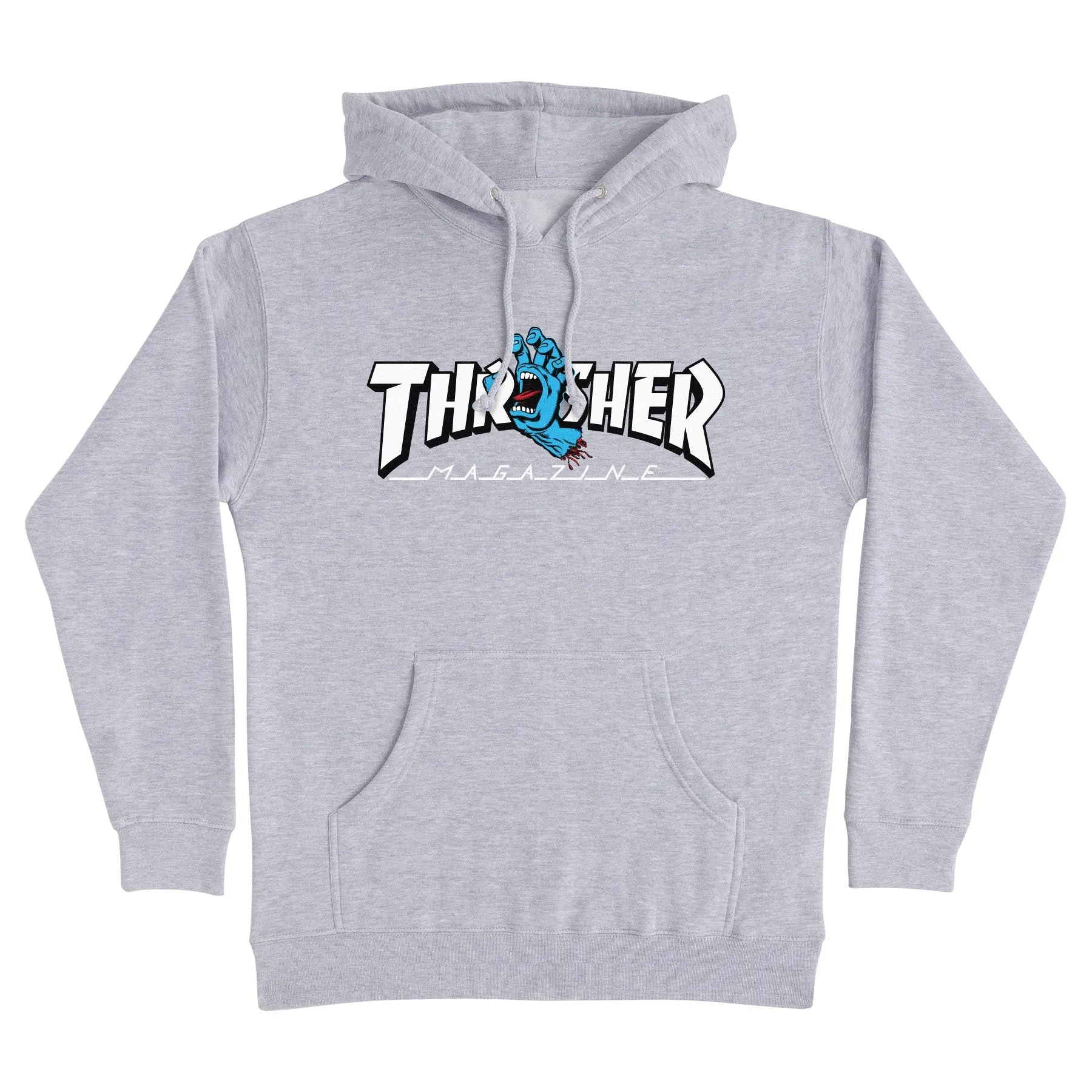 SANTA CRUZ X THRASHER SCREAMING LOGO HOOD HEATHER GREY