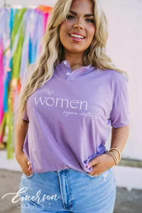 Sigma Delta Tau Empowering Women Lavender Henley