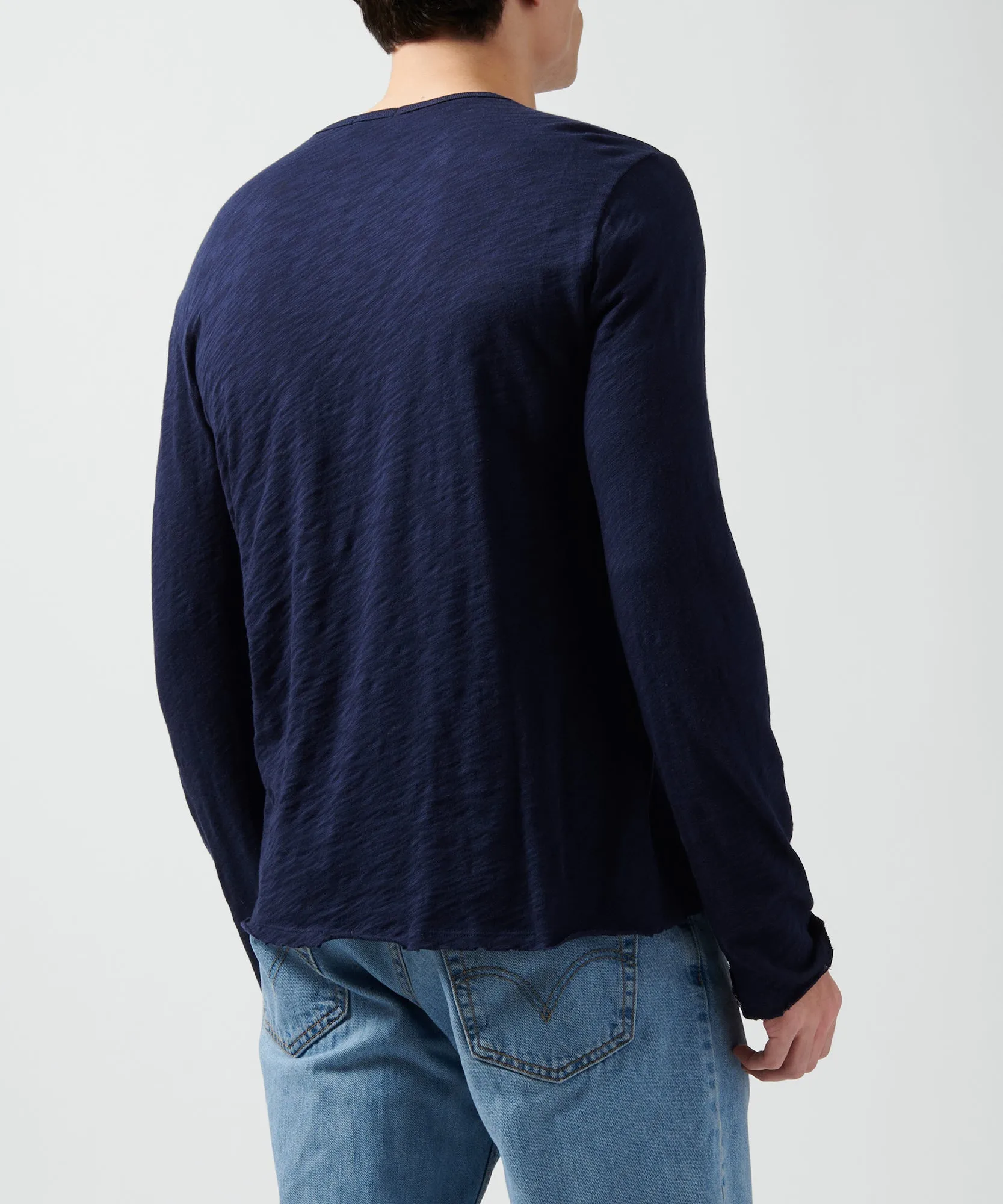 Slub Jersey Destroyed Wash Henley - Midnight