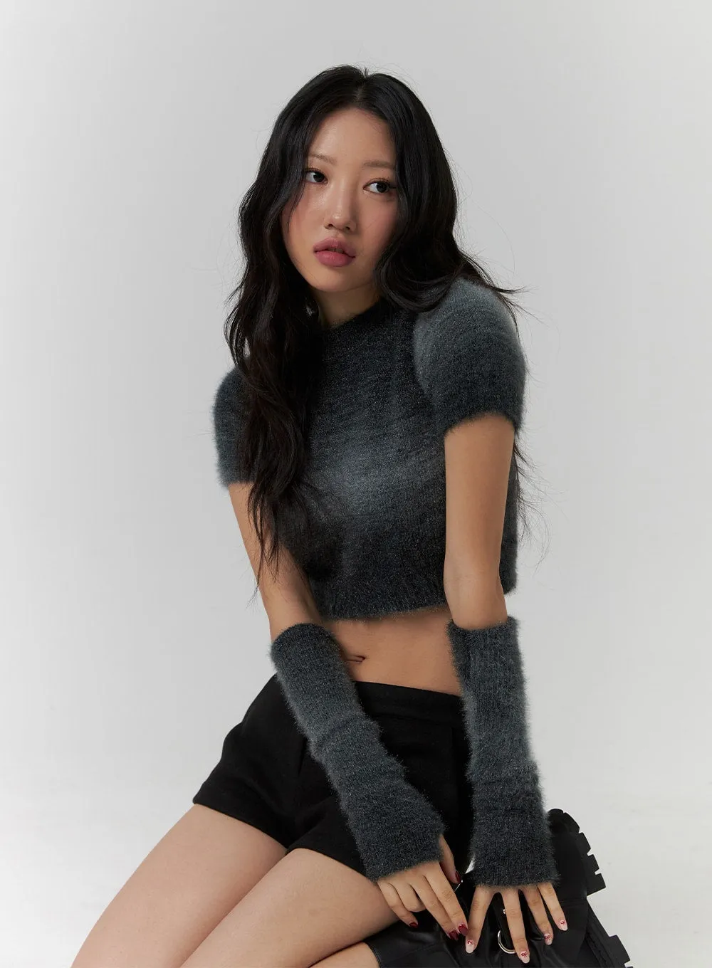 Soft Crop Sweater with Hand Warmers CD318