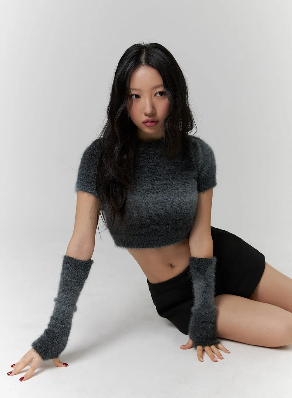 Soft Crop Sweater with Hand Warmers CD318