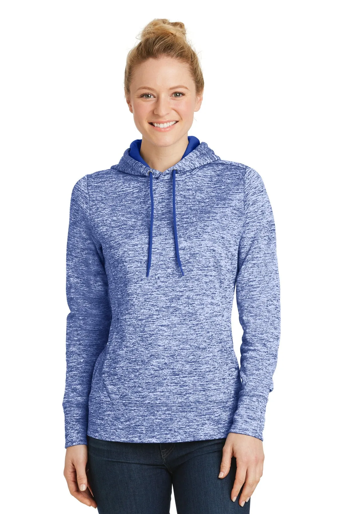 Sport-Tek® Ladies PosiCharge® Electric Heather Fleece Hooded Pullover. LST225