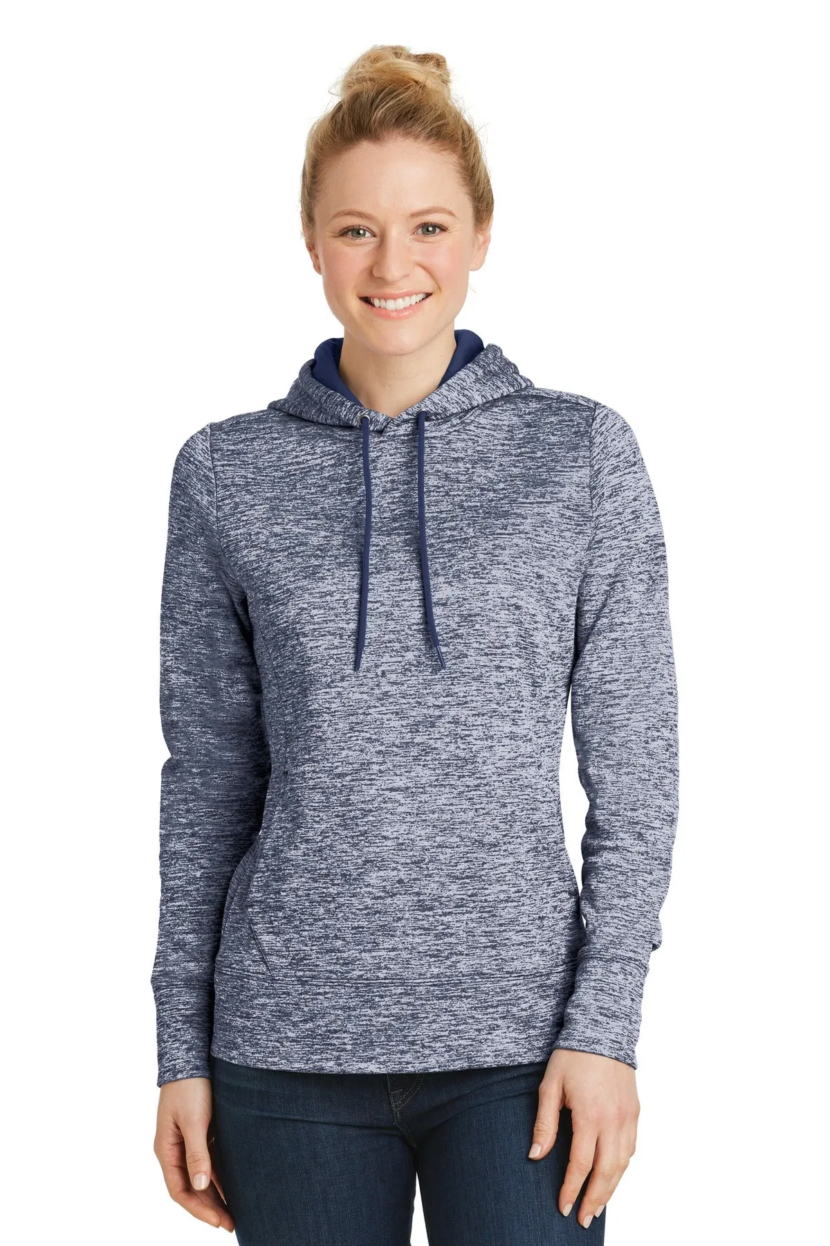 Sport-Tek® Ladies PosiCharge® Electric Heather Fleece Hooded Pullover. LST225