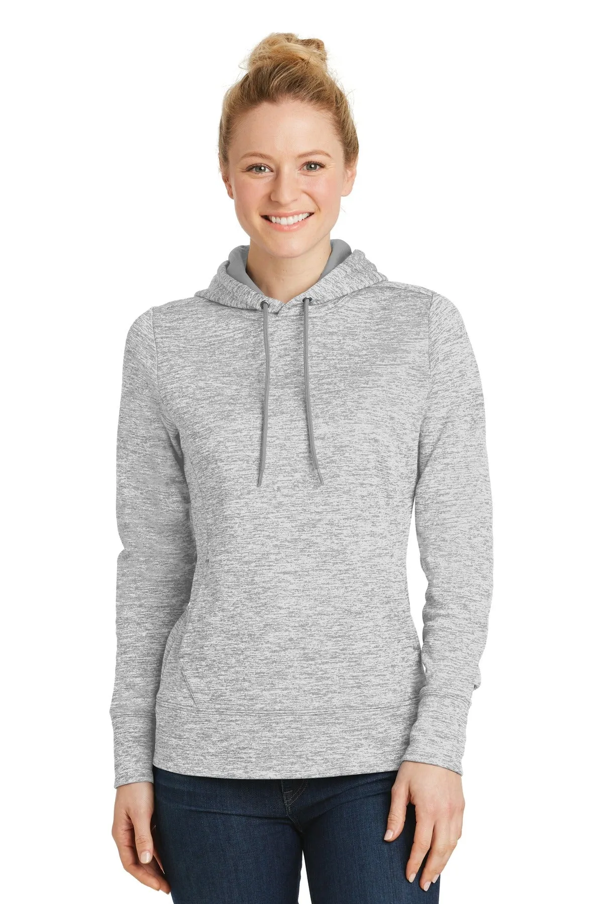 Sport-Tek® Ladies PosiCharge® Electric Heather Fleece Hooded Pullover. LST225