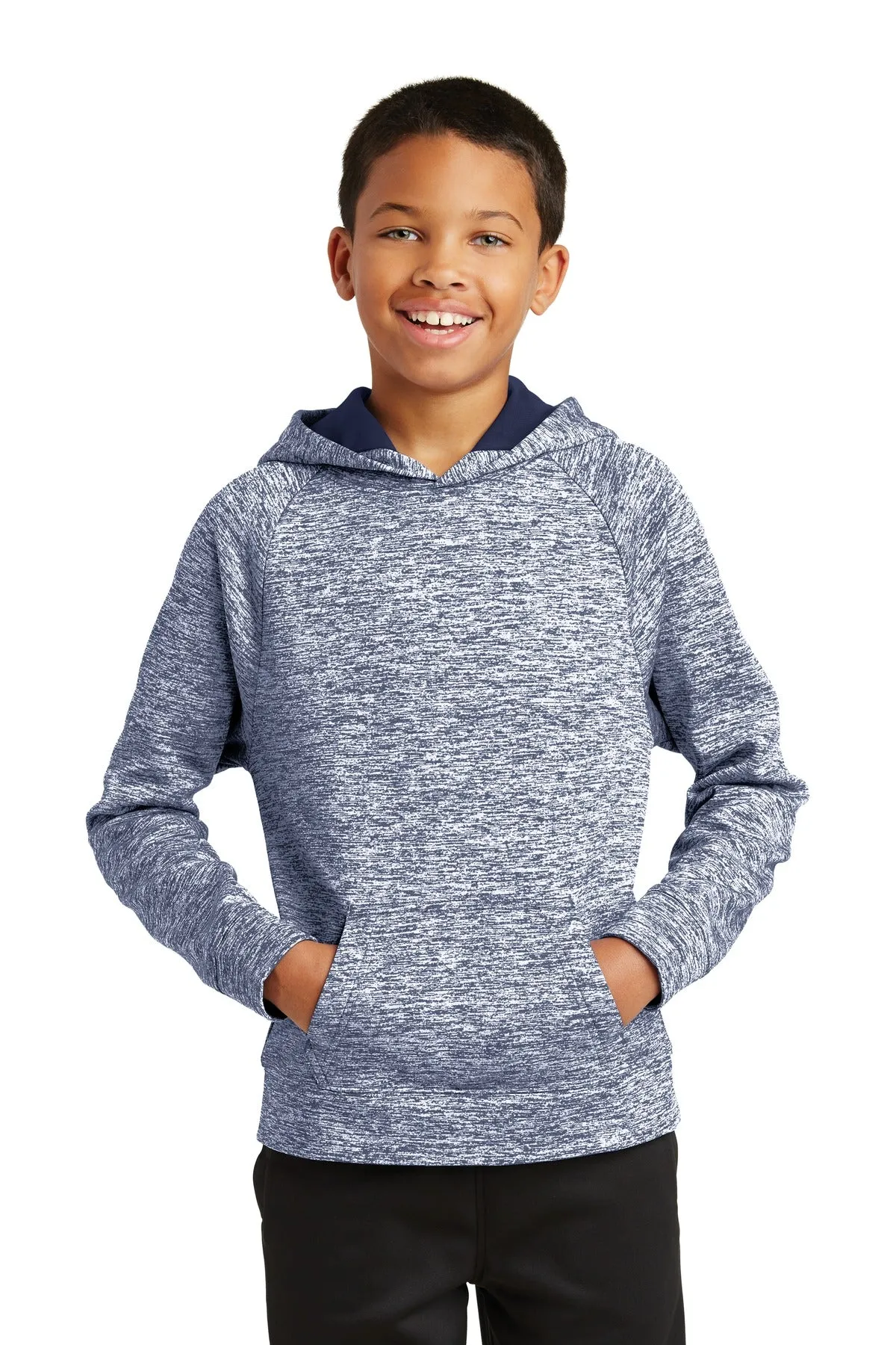 Sport-Tek® Youth PosiCharge® Electric Heather Fleece Hooded Pullover. YST225