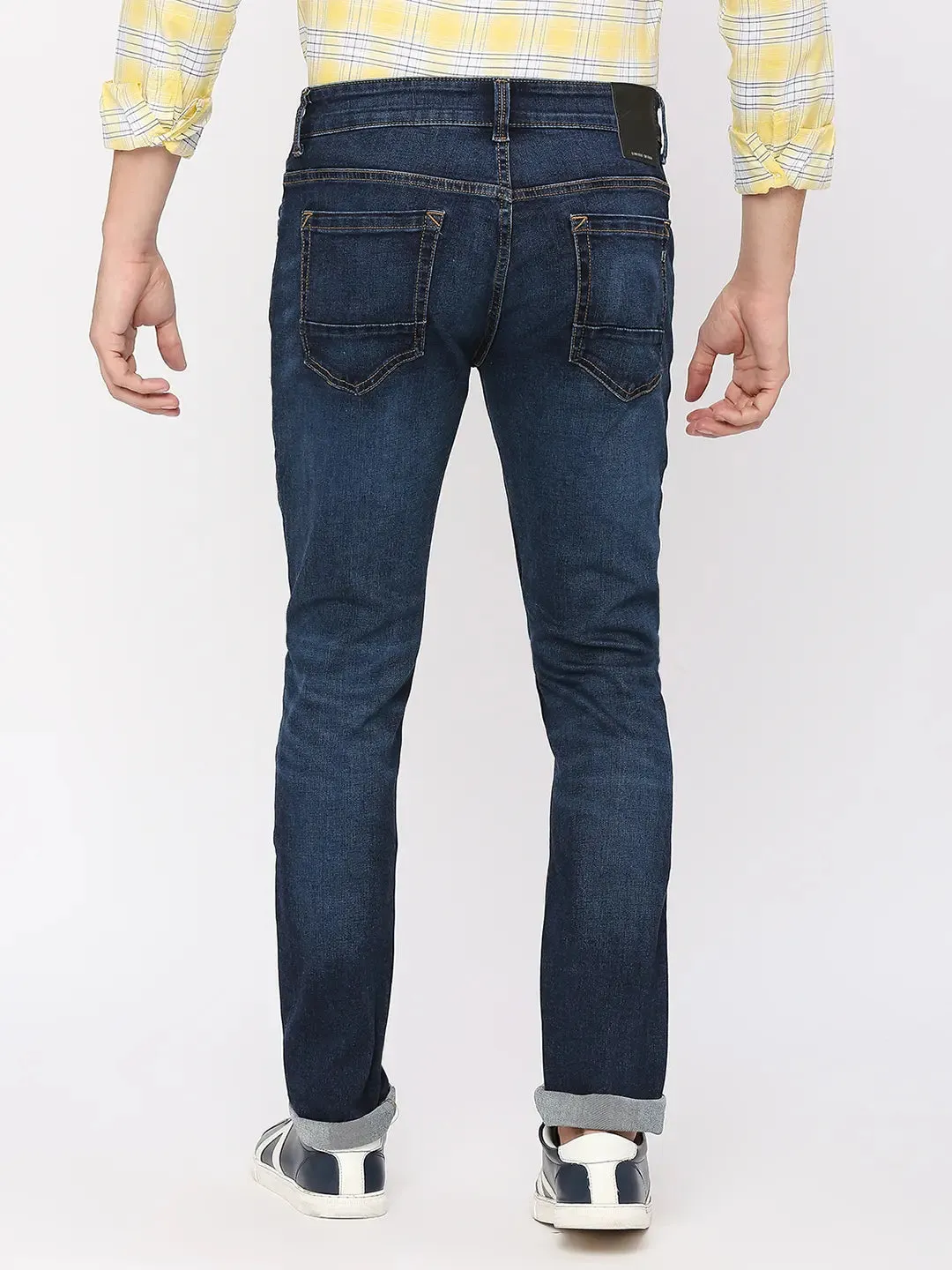 Spykar Men Mid Blue Cotton Regular Fit Narrow Length Clean Look Mid Rise Limited Edition Jeans (Rover)