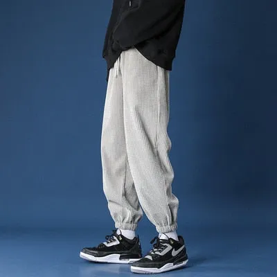 Straight Leg Corduroy Gray Jogger Pants